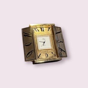 Vintage Altona Gold-Tone Art Deco Style Miniature Clock Japan Movement